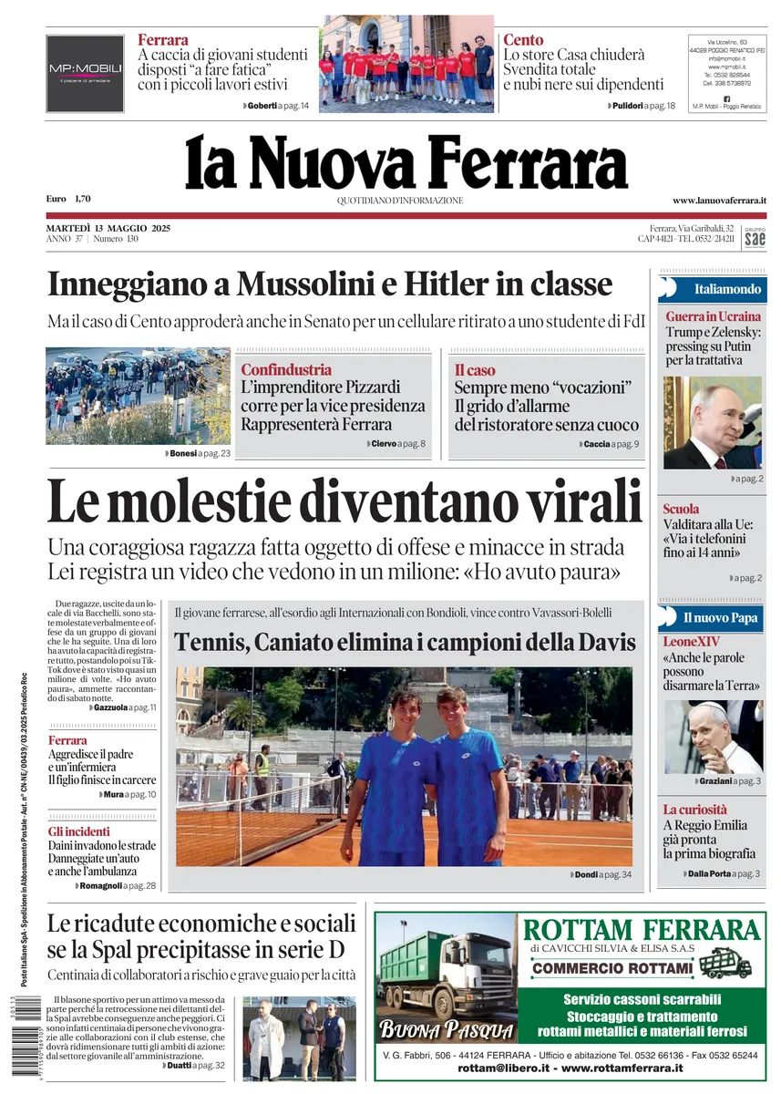 Prima-pagina-nuova ferrara-oggi-edizione-del-2025-05-13